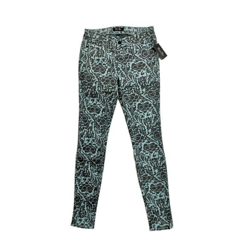 MM Denim Skinny Jeans Mid Rise Slim Denim Pants Floral Print SZ 25 NWT